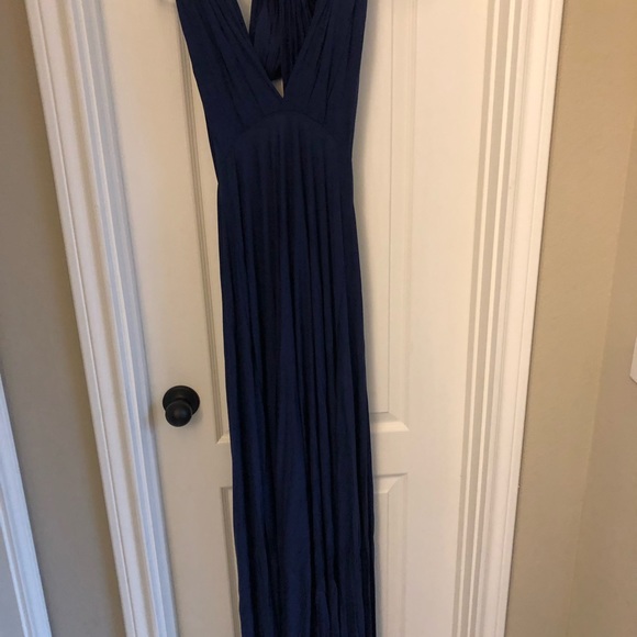 Lulus Tricks of the Trade Navy blue maxi dress patterened multi wearable - Picture 3 of 4
